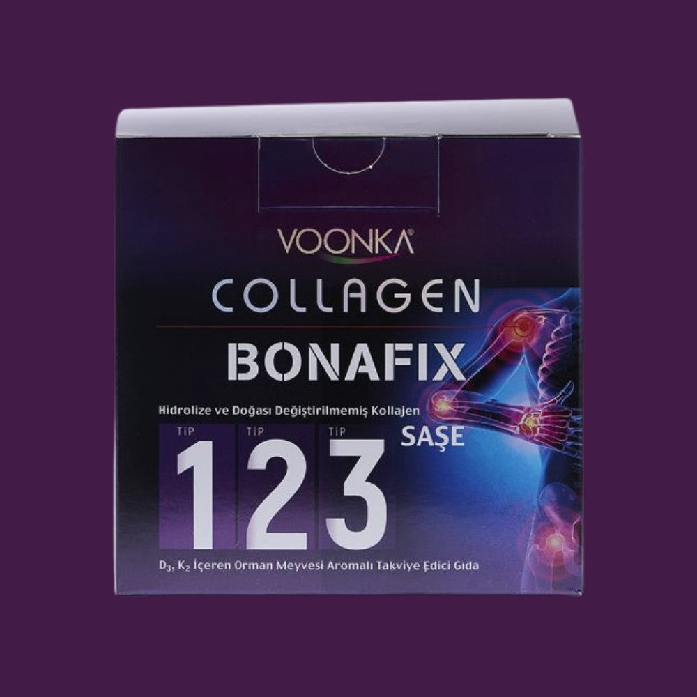 Voonka Bonafix Collagen - кутия с колаген сашета, хидролизиран колаген тип 1,2,3 за стави с витамини D3 и K2